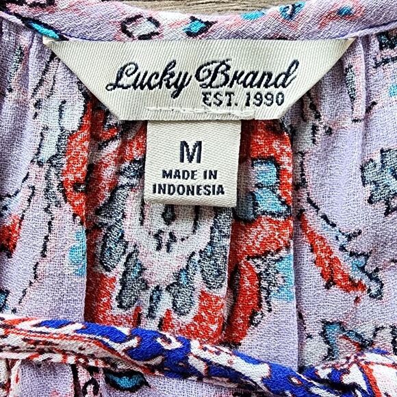 Lucky Brand Multicolor Geometric‎ Blouse Women's Medium - Picture 3 of 5